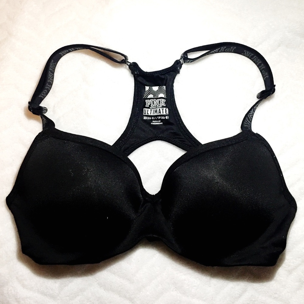 VICTORIA SECRET PINK ULTIMATE BLACK SPORTS BRA